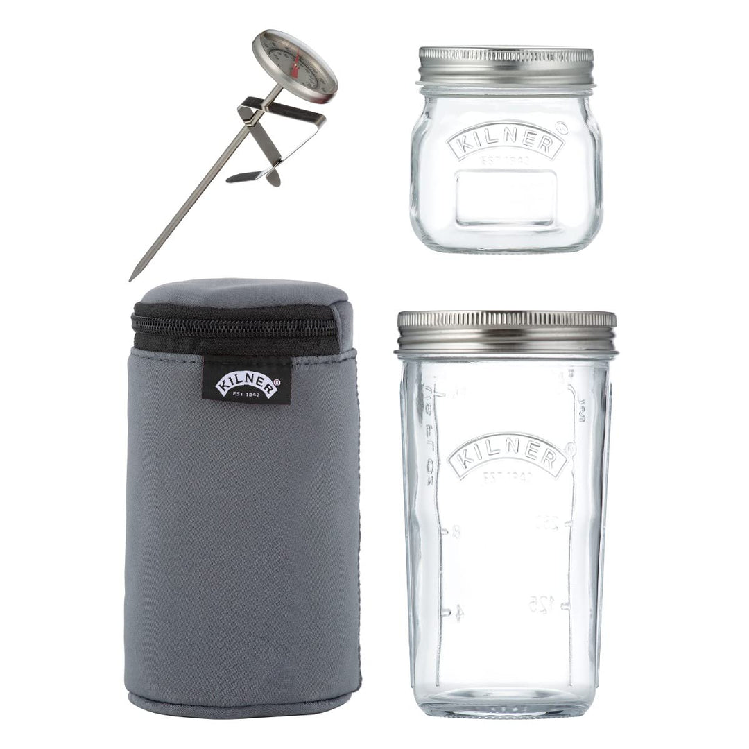 Kilner 0025.037 Joghurt, Glas, Neopren, 500 milliliters, Grau-Schwarz