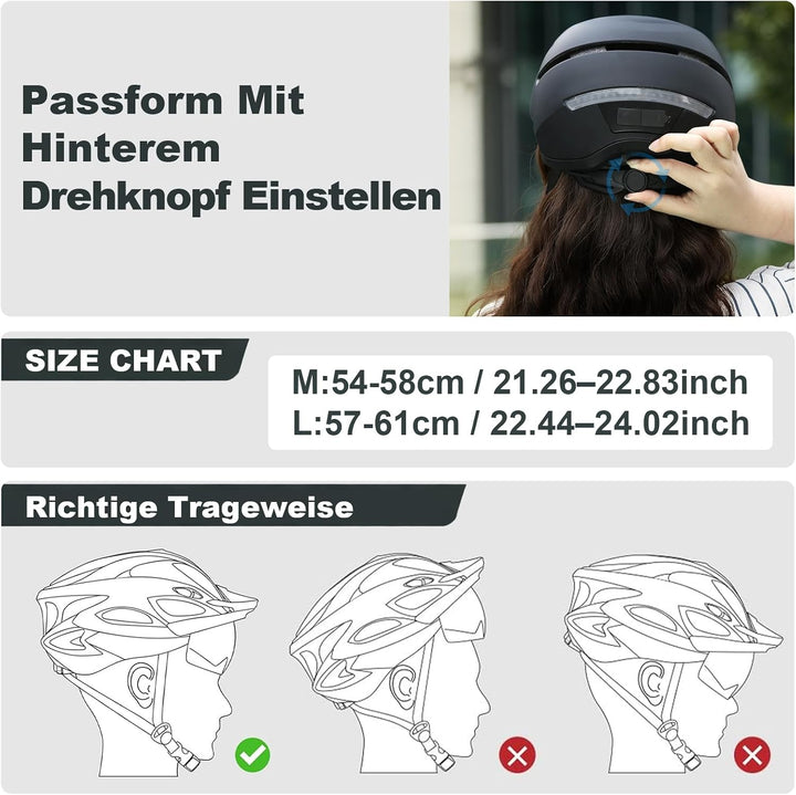 KINGLEAD Fahrradhelm mit LED Blinker & Fernbedienung, NTA 8776 & CE Zertifiziert, Front- und Rücklic