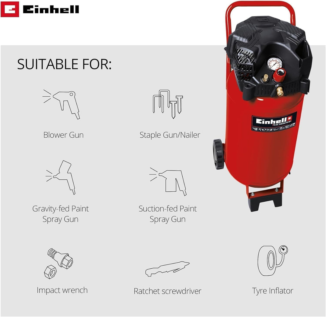 Einhell Kompressor TC-AC 190/6/8 OF (1.100 W, max. 8 bar, öl-/servicefreier Motor, 6 Liter Druckluft