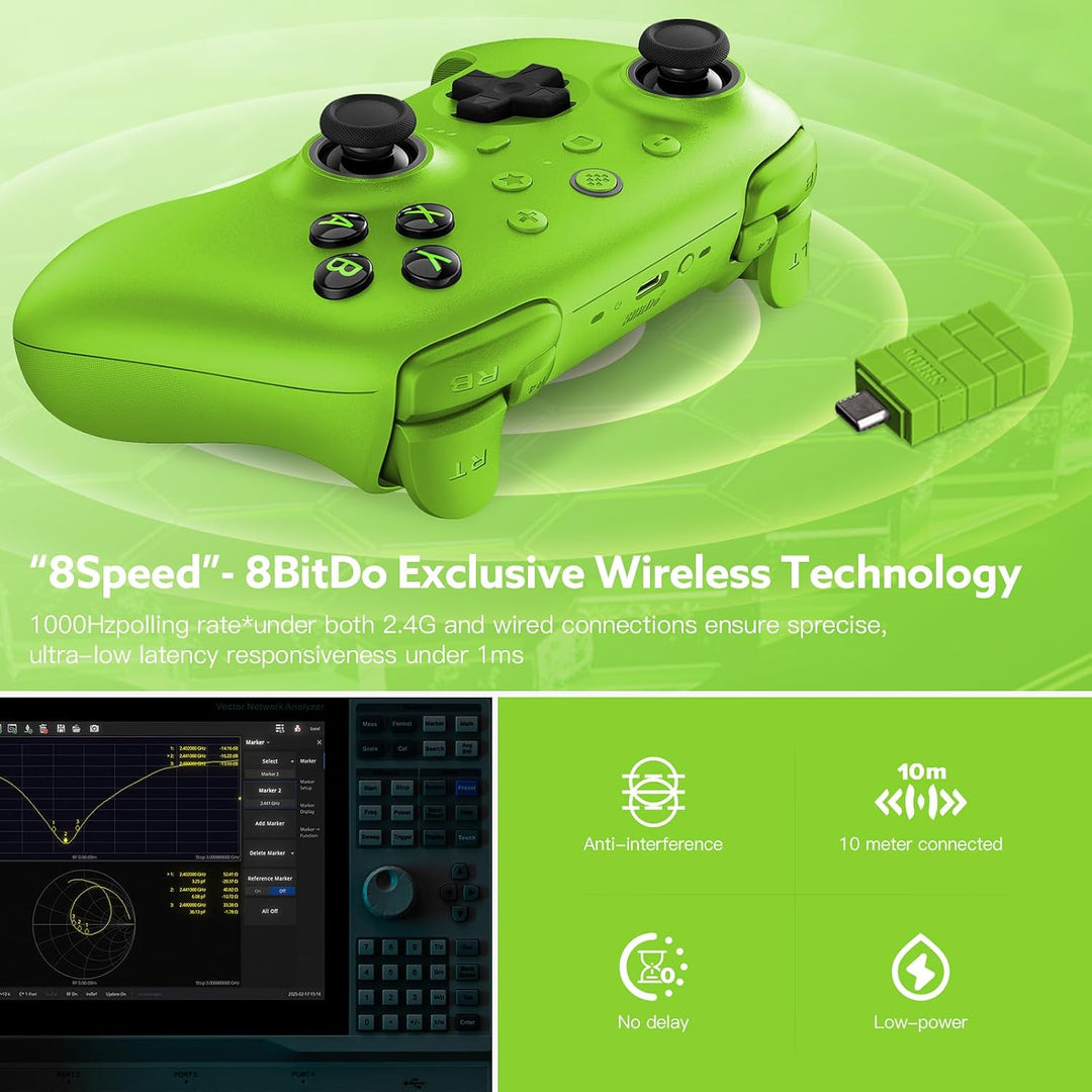 8bitdo Ultimate 2 Wireless Controller für PC/Android/Apple/Steam, TMR Joystick Update, Lange/Kurze T