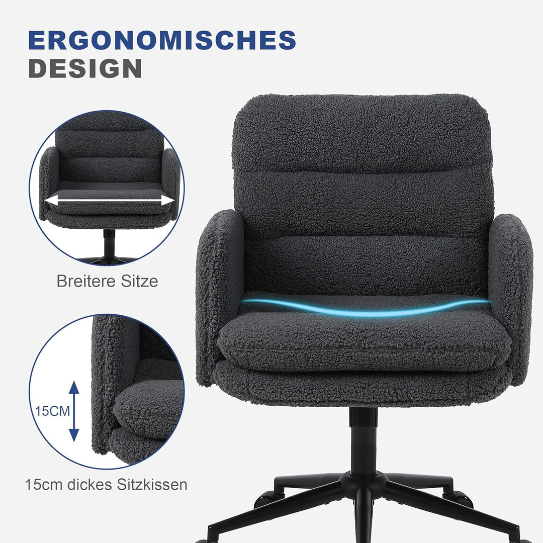 Youhauchair Schreibtischstuhl, Schminktisch Stuhl aus Kunstpelz, Bequemer Drehstuhl Schreibtisch Stu