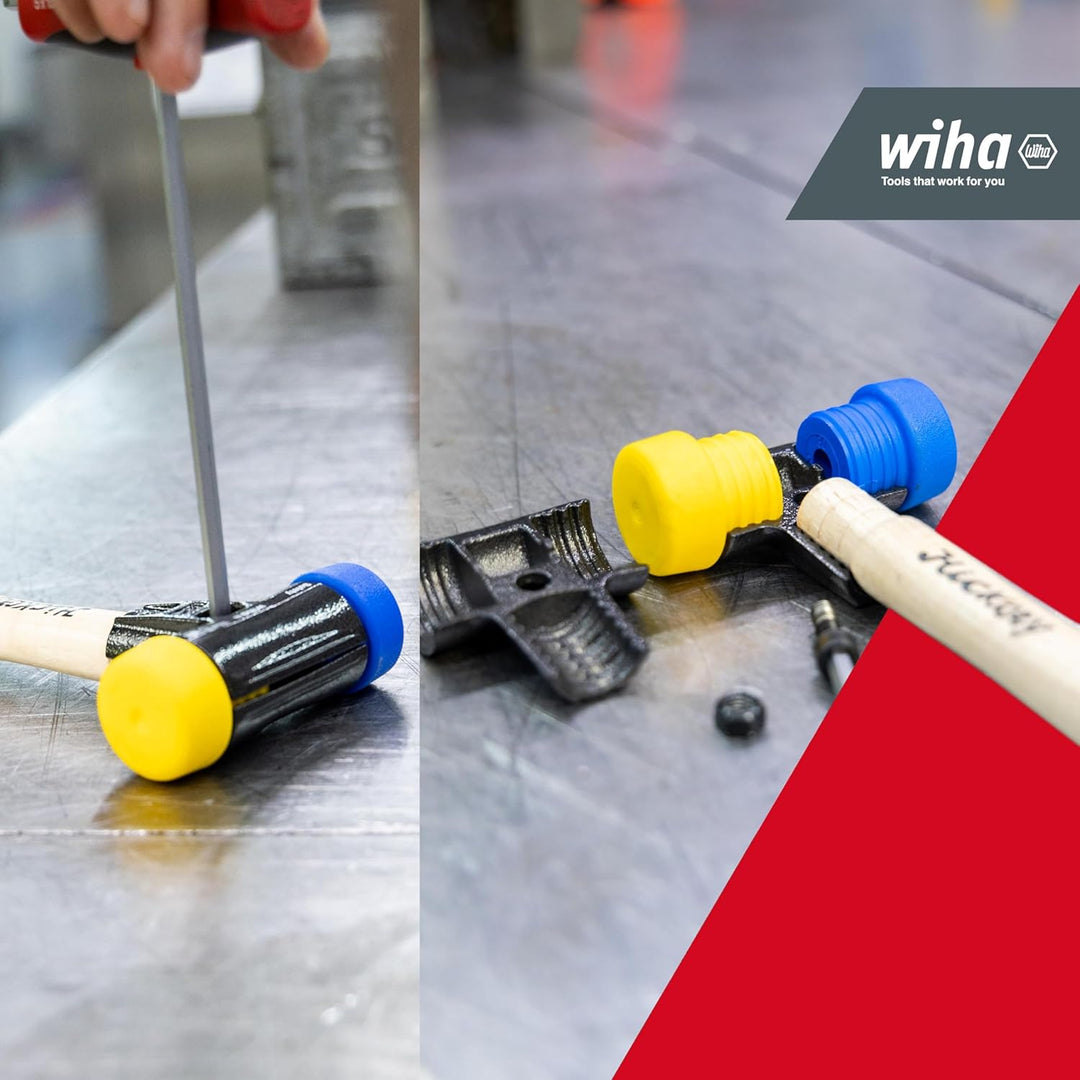 Wiha Schonhammer Safety I weich/mittelhart I Hickory-Holzstiel I Rund-Schlagkopf Ø 40 mm I Kunststof