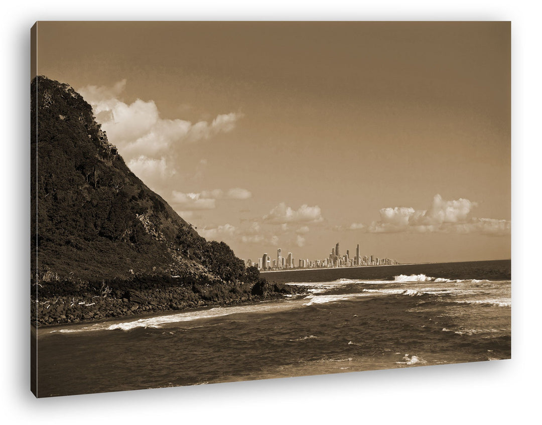 deyoli Gold Coast Küste von Australien Format: 80x60 Effekt: Sepia als Leinwandbild, Motiv fertig ge