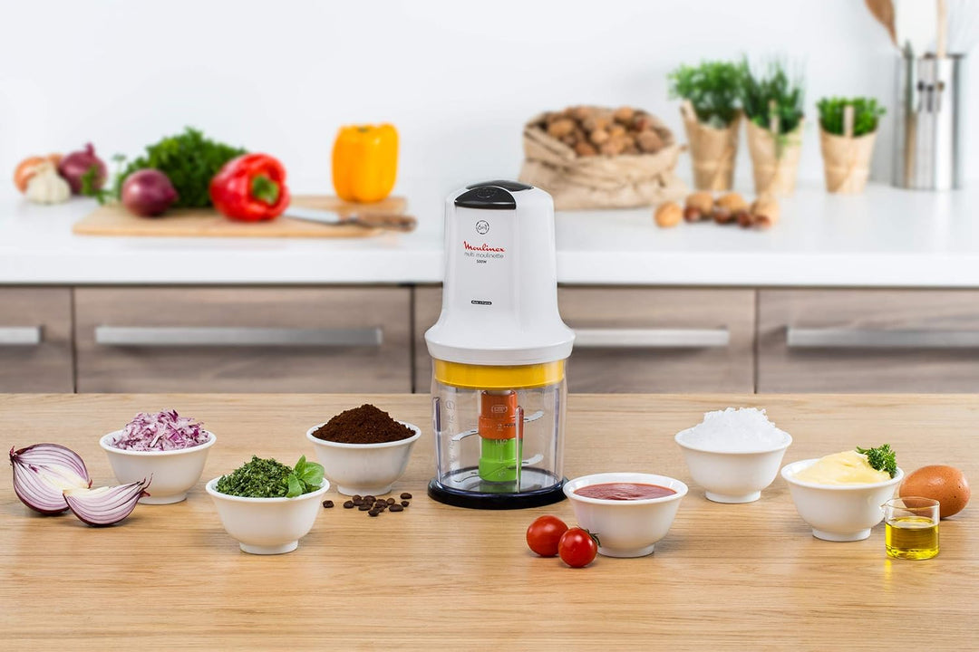 Moulinex AT723110 6-in-1-Multi-Moulinette, 500 W, 0,5 Liter, Kunststoff, 2 Geschwindigkeiten, Weiss