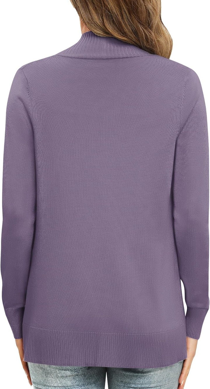 EXCHIC Damen Lange Ärmel Gestrickt Strickjacke Leicht Gemütlich Offene Vorderseite Lange Freizeitjac