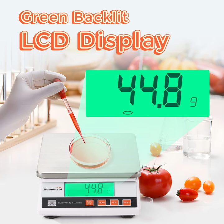 Bonvoisin 10kg x 0.1g Digitalwaage Waage Genaue Elektroniklaborwaage Analytische Waage Industrielle