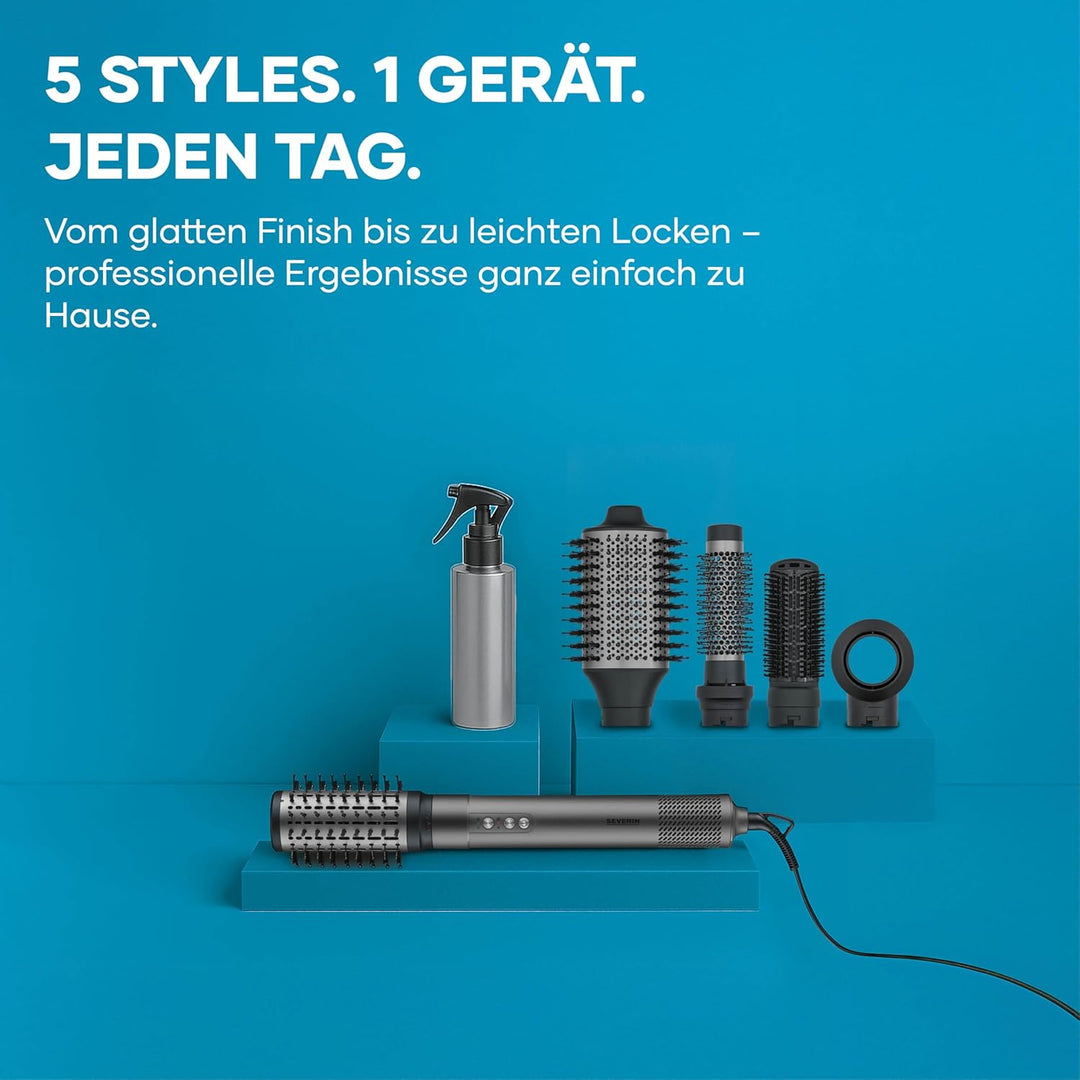 SEVERIN 5-in-1 Airstyler, Warmluft Hairstyler, Ionen Föhn, Stylingbürste mit Airflow Technologie, fü