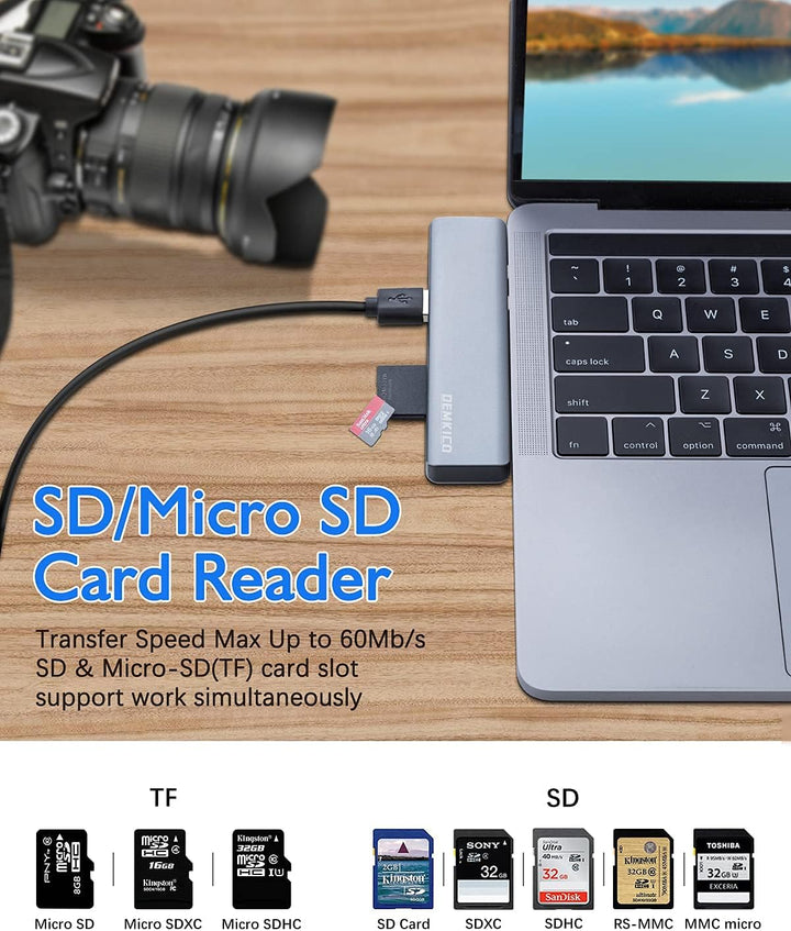 7 in 2 USB C Hub für MacBook Pro/Air, Dock mit 4K HDMI, USB 3.0 & 2.0, SD/TF Kartenleser, Thunderbol