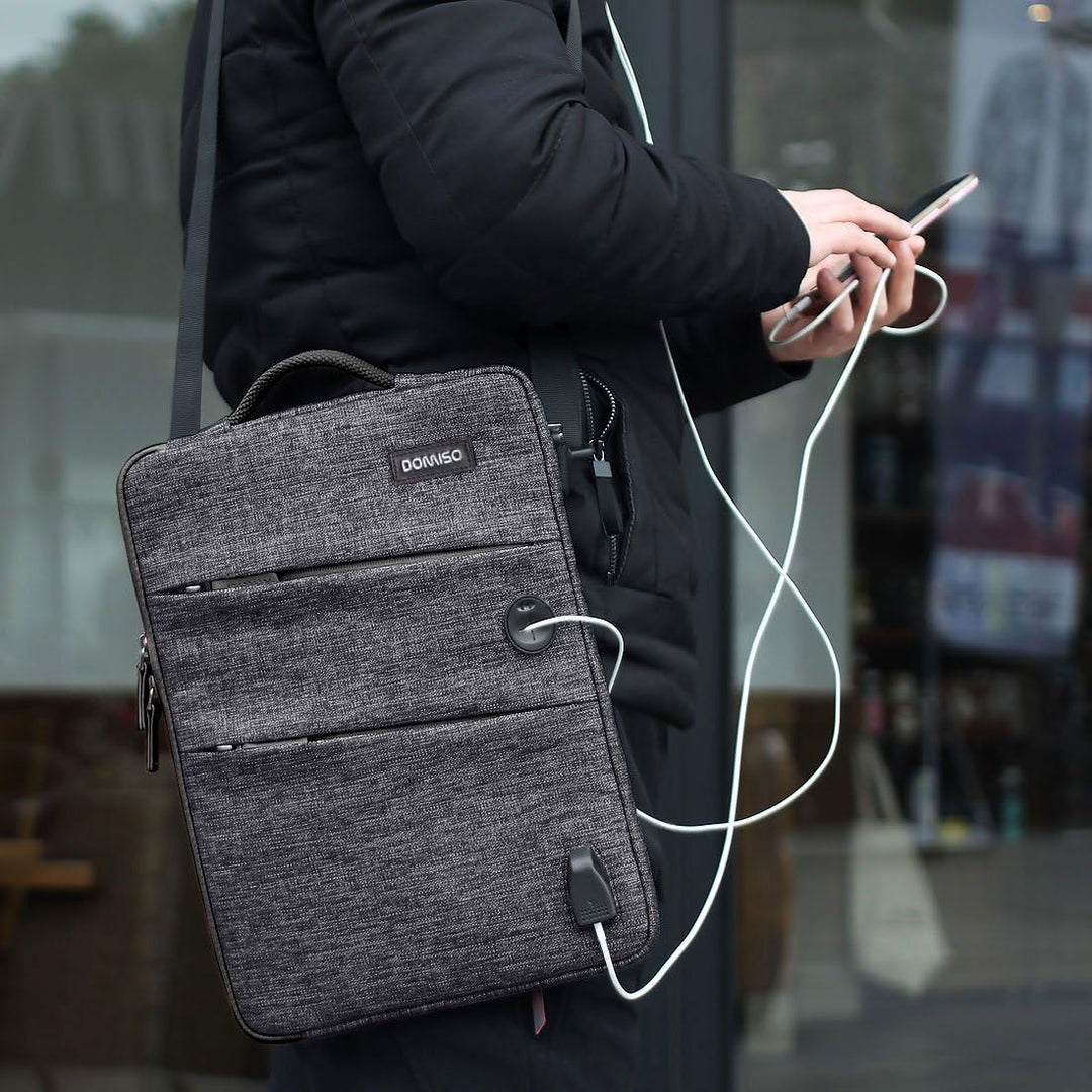 DOMISO 17 Zoll Wasserdicht Laptophülle mit USB Ladeanschluss Headphone Port Laptop Tasche Notebook H