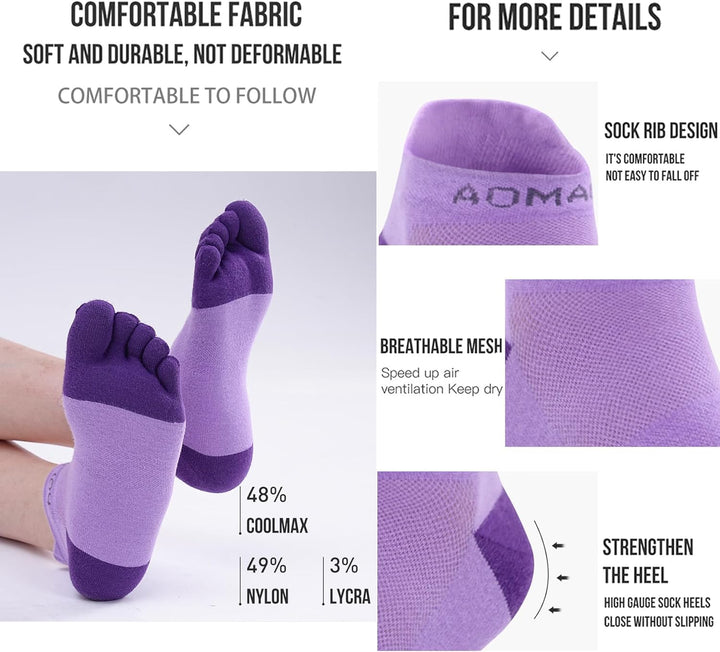 Zehensocken für Frauen Männer Coolmax Laufsocken 5 Fingersocken athletische Zehensocken 3 Paar 35-38