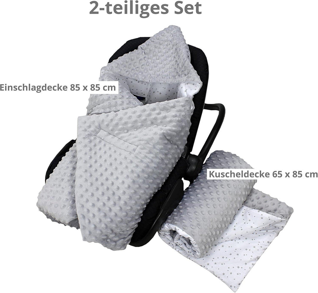 TupTam 2er Set Baby Decken Einschlagdecke 85x85 cm für Autositz Babyschale Babydecke Wiegendecke Min