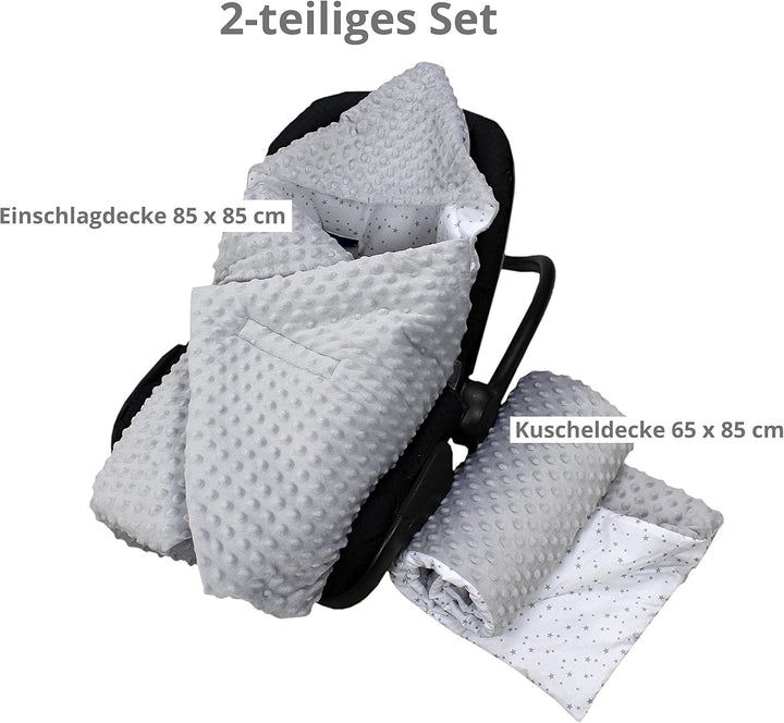 TupTam 2er Set Baby Decken Einschlagdecke 85x85 cm für Autositz Babyschale Babydecke Wiegendecke Min