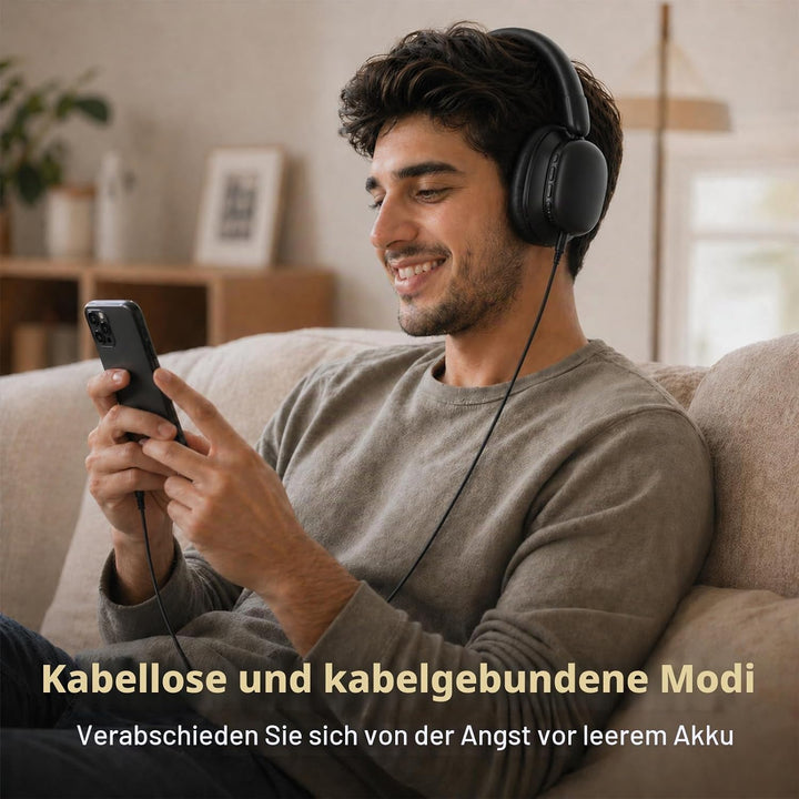 Over Ear Kopfhörer Bluetooth mit High-Resolution Audio, 100 Std. Akkulaufzeit, faltbare Bluetooth 5.