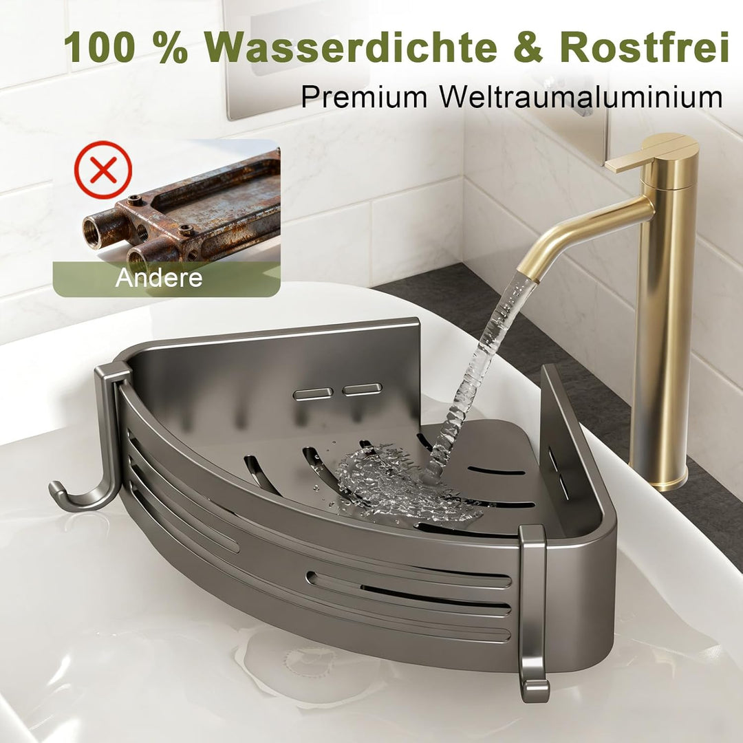 Sufdari Duschablage Ohne Bohren Ecke, Wasserdichter und Rostfreier Duschregal, Badezimmer Regal Orga