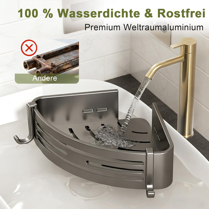 Sufdari Duschablage Ohne Bohren Ecke, Wasserdichter und Rostfreier Duschregal, Badezimmer Regal Orga