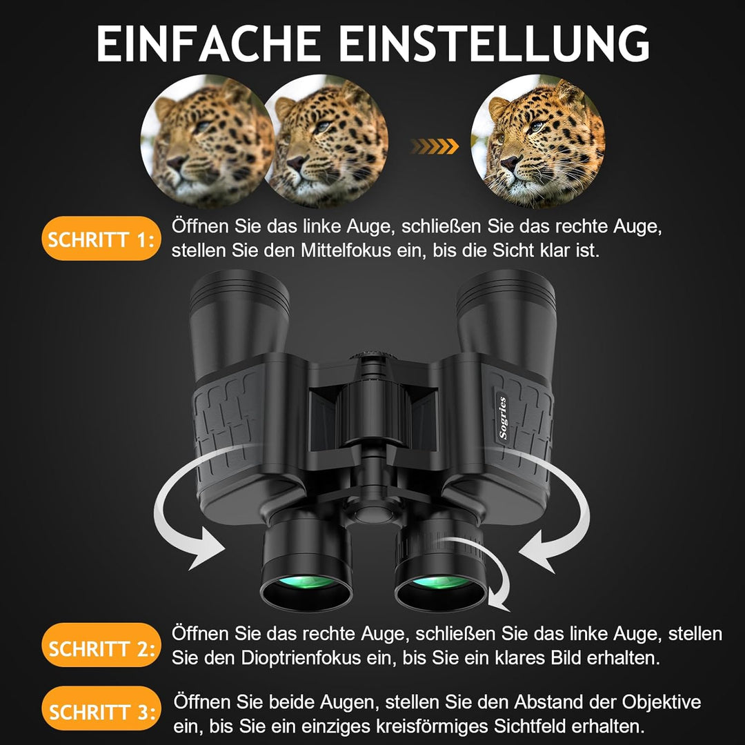 10x50 HD-Fernglas für Erwachsene. Leistungsstarkes, wasserdichtes und kompaktes Fernglas für Vogelbe