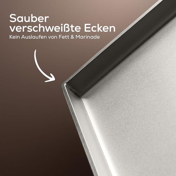 BeHe BBQ Serie Plancha Edelstahl 4 mm – Grillplatte Edelstahl auslaufsicher, BBQ Grillplatte für Gri