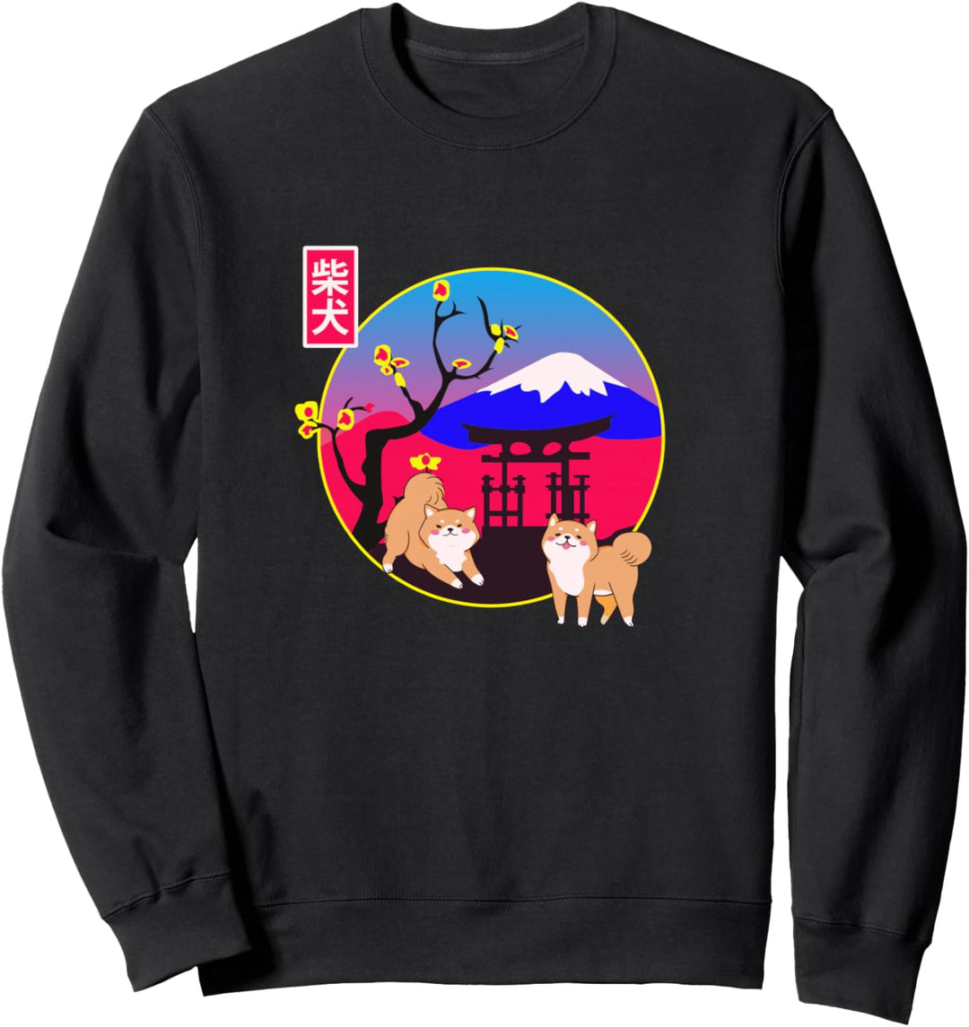 Akita Shiba Inu Japanische Hundezwillinge spielen Mt. Fuji & Sweatshirt