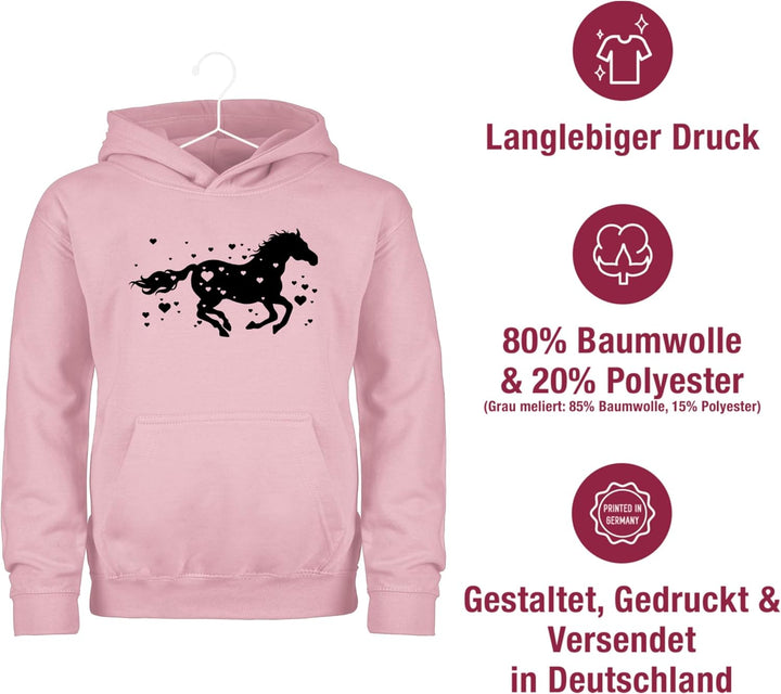 Shirtracer - Kinder Hoodie Jungen Mädchen - Laufendes Pferd I Pferde Geschenk Reiten I Pferdemädchen