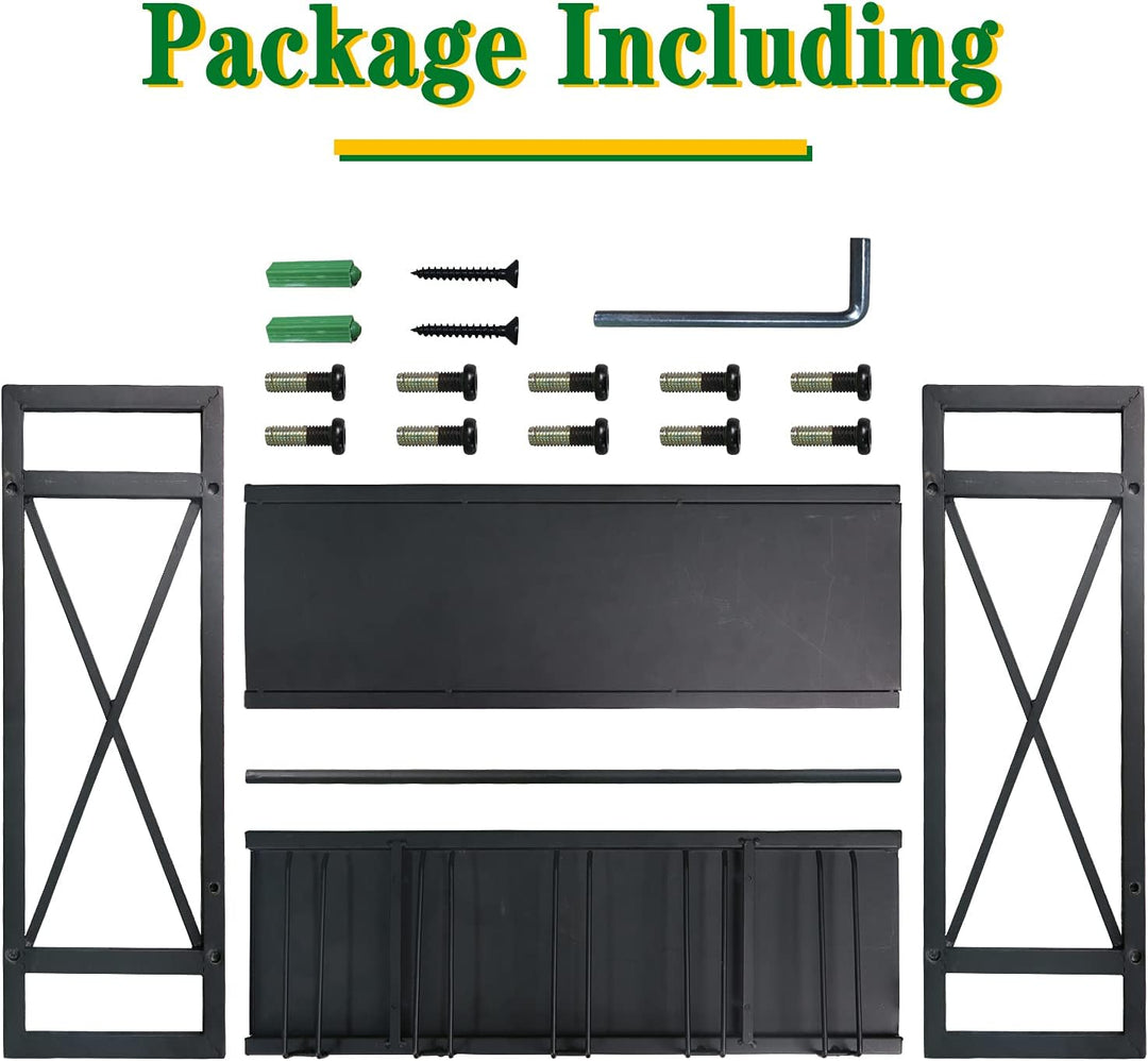 CNNINGYI Weinregale zur Wandmontage, 24,2-Zoll-Mehrzweckregal aus schwarzem Metall mit Glashalter, 2