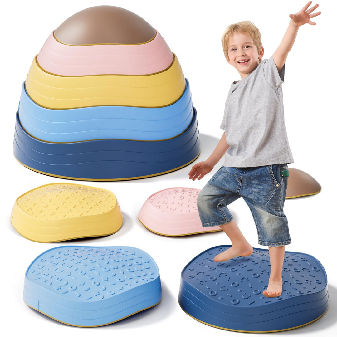 KidBloom Balanciersteine für Kinder, Geschenk Mädchen & Junge 2 3 4 5 Jahre | Rutschfest,5 Stapelste