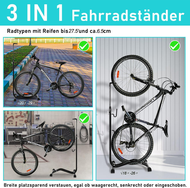 3 x Joparri 3 in 1 Fahrradständer Boden 20 bis 27.5 Zoll, Fahrräder Wartungsständer waagerecht und s