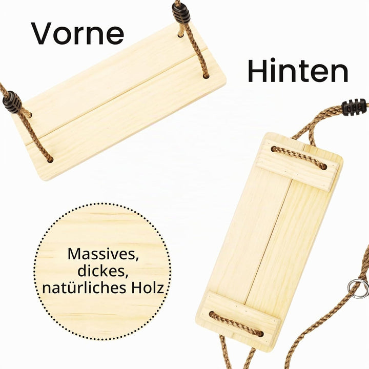 KINSPORY Holz Schaukelsitz, Garten schaukel mit Einstellbares Hanfseil, für Innen und Aussenbereich,