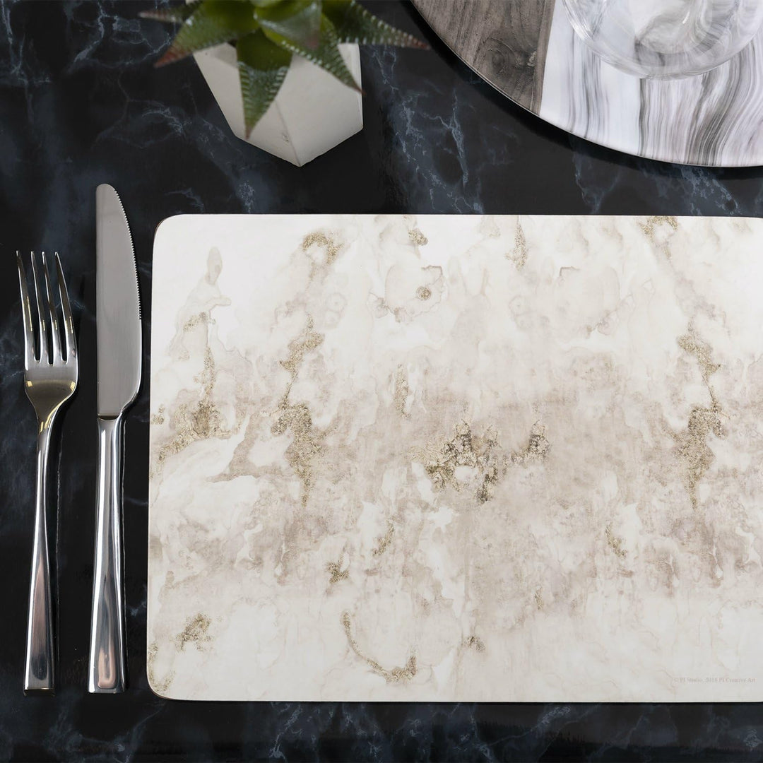Creative Tops "Grey Marble" Premium-Tischsets mit Korkunterseite, 30 x 23 cm – Grau/Weiss (6er-Set)
