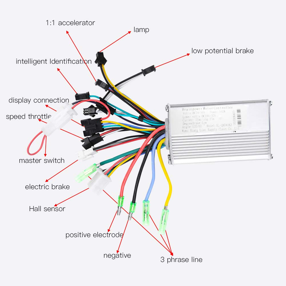 BuyWeek E-Bike Brushless Motor Controller Kit, 24V 36V 250W 350W Elektrofahrrad Bürstenloser Motor C