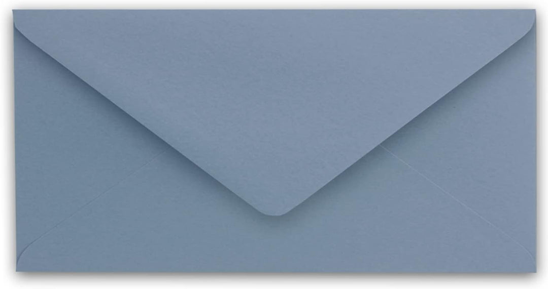 100 Brief-Umschläge DIN Lang - Graublau mit Gold-Metallic Innen-Futter - 110 x 220 mm - Nassklebung