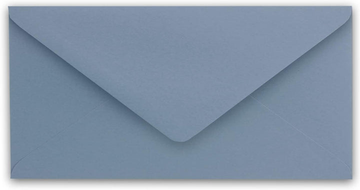 100 Brief-Umschläge DIN Lang - Graublau mit Gold-Metallic Innen-Futter - 110 x 220 mm - Nassklebung