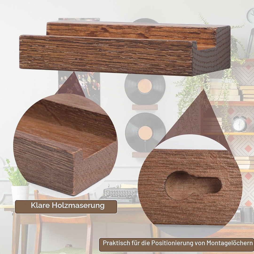 PHOENANCEE Massives Eichenholz, Schallplatten-Wandhalterung, Schallplatten-PräSentationshalter FüR L