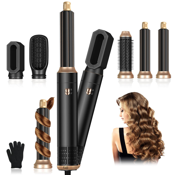 Journeyside 5-in-1 Airstyler Set 1000W, Professioneller Warmluftbürste mit Lockenstab&amp;Glätteisen, Mu