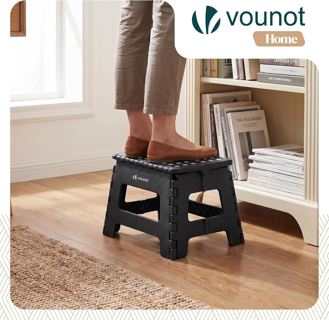 VOUNOT® Klapphocker Faltbar Rutschfester Tritthocker mit Tragegriff, Tragbarer Klapptritt Hocker für