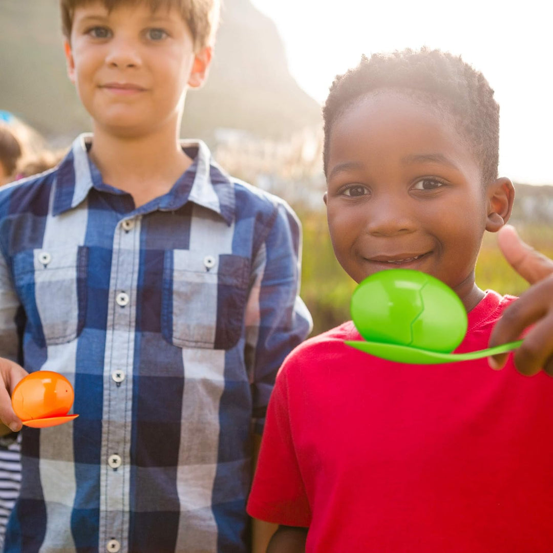 Relaxdays 10028884 Kinderparty, 3 in 1 Set, Garten Spiele für Kindergeburtstag, Sackhüpfen, Eierlauf