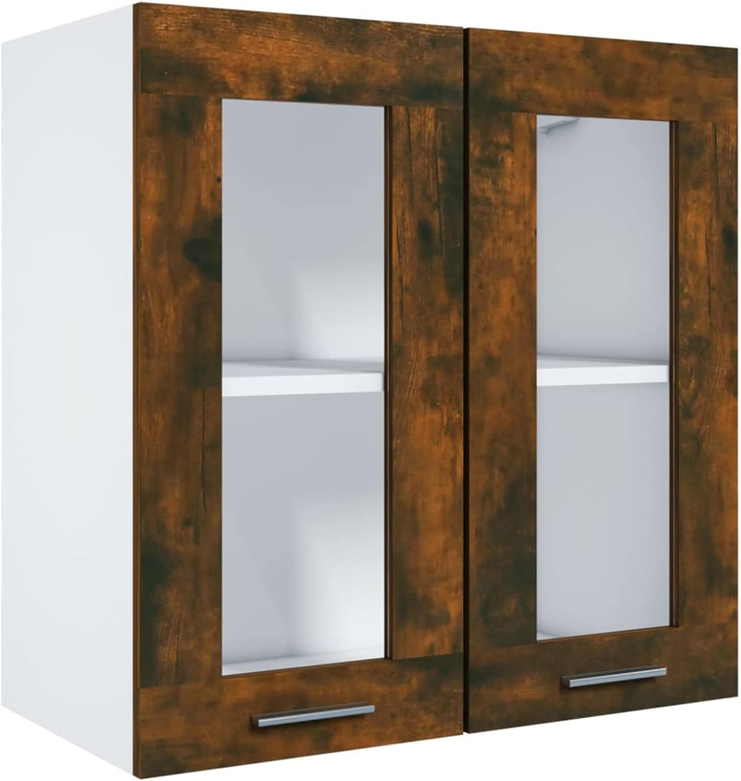Gecheer Hängeschrank Glas Küche Schrank mit 2 Fächern und 2 Glastüren Küchenzeile Küchenmöbel Küchen