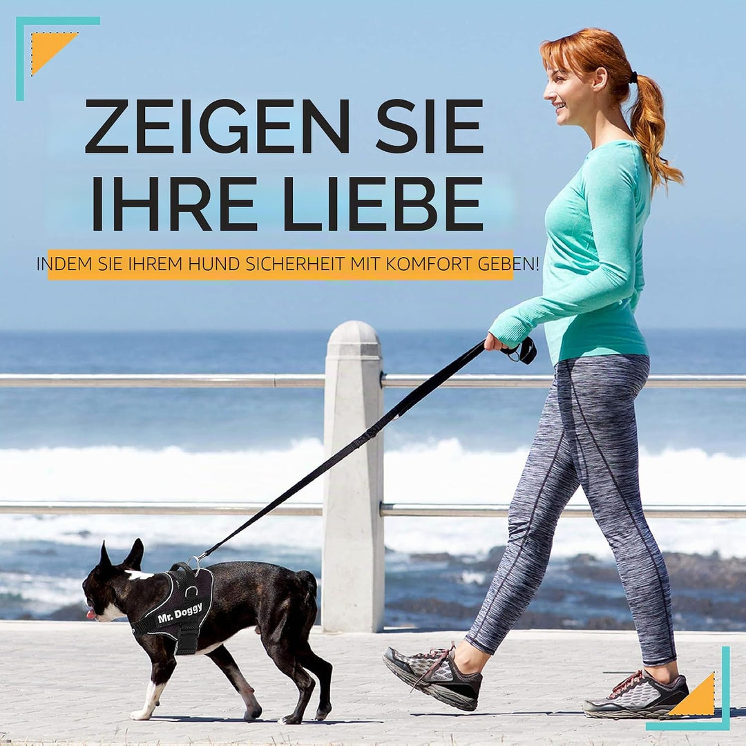 Personalisiertes Hundegeschirr - Reflektierendes und sicheres Hundegeschirr - Enthält 2 Namensschild