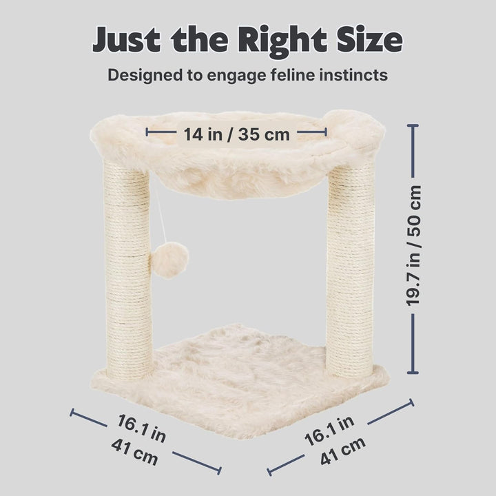 TRIXIE Kratzbaum Baza 50 cm in creme – kleiner & kompakter Katzenbaum mit gemütlicher Liegemulde, ko