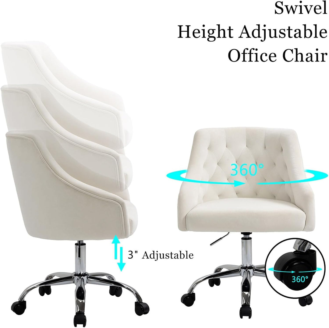 Samt Bürostuhl, Ergonomischer Schreibtischstuhl Samt mit Rollen, Höhenverstellbarer Drehstuhl Schmin