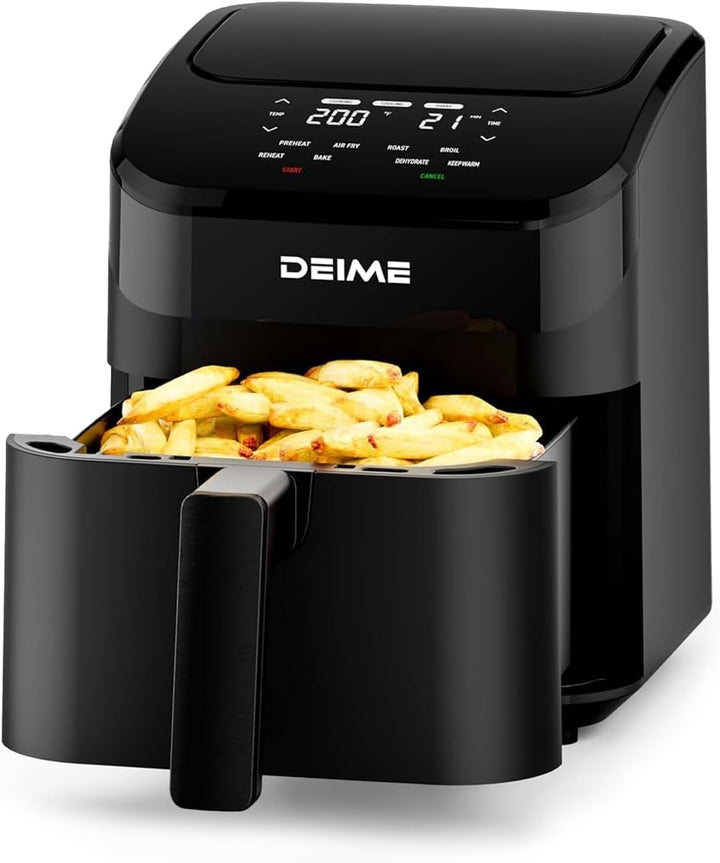 DEIME Heissluftfritteuse, 4,3 l, 8-in-1-Luftfritteuse, digital, platzsparend, kompakt, Backen, Aufwä