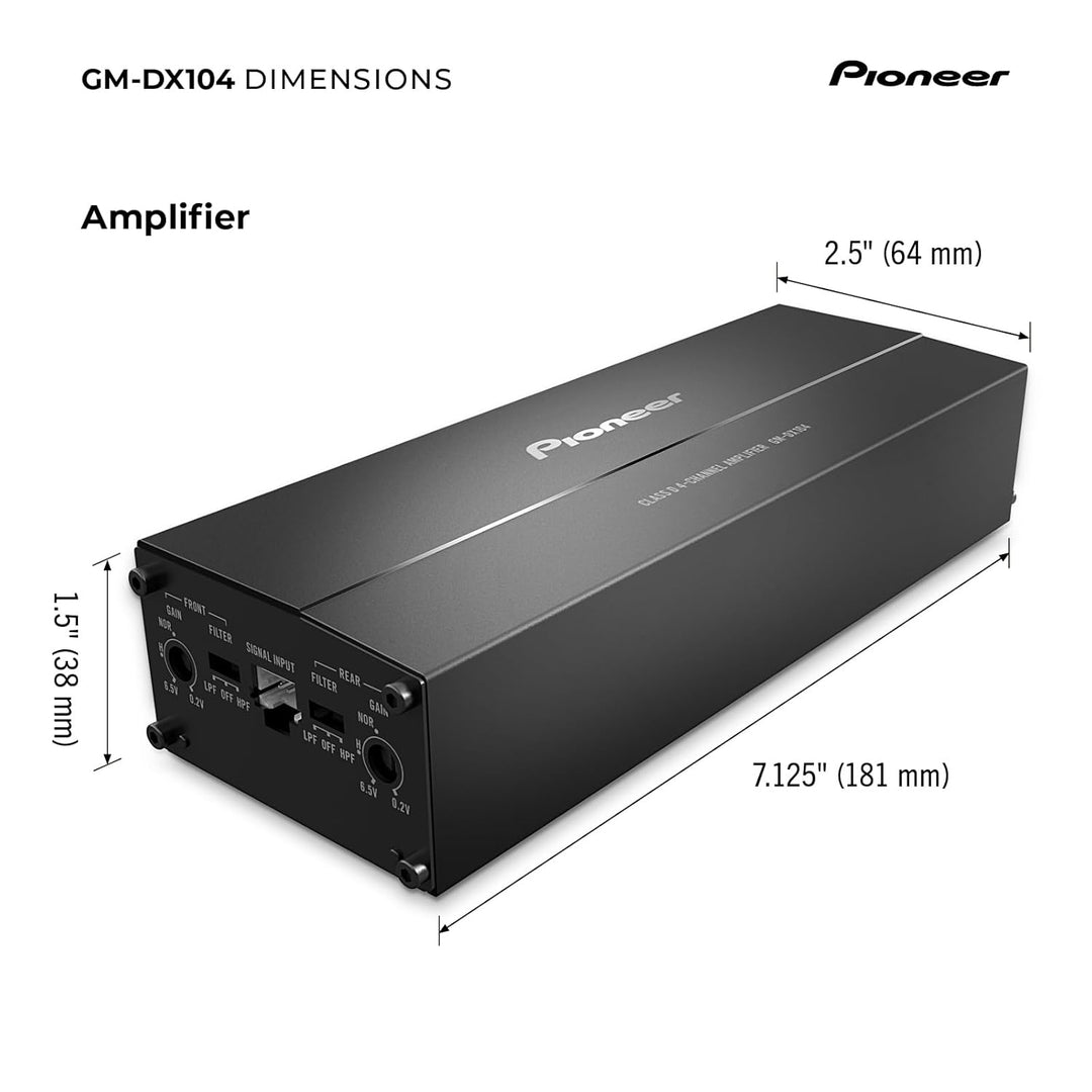 Pioneer GM-DX104 ultrakompakter Class-D 4-Kanal-Verstärker (Hi-Res Audio, 400 W), brückbar, kompatib