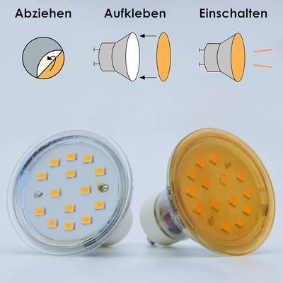 KROPP Selbstklebende Farbfolien für LED Lampen, 4 cm Kreiszuschnitt, 3 Töne Warmweiss Farbfilter zur