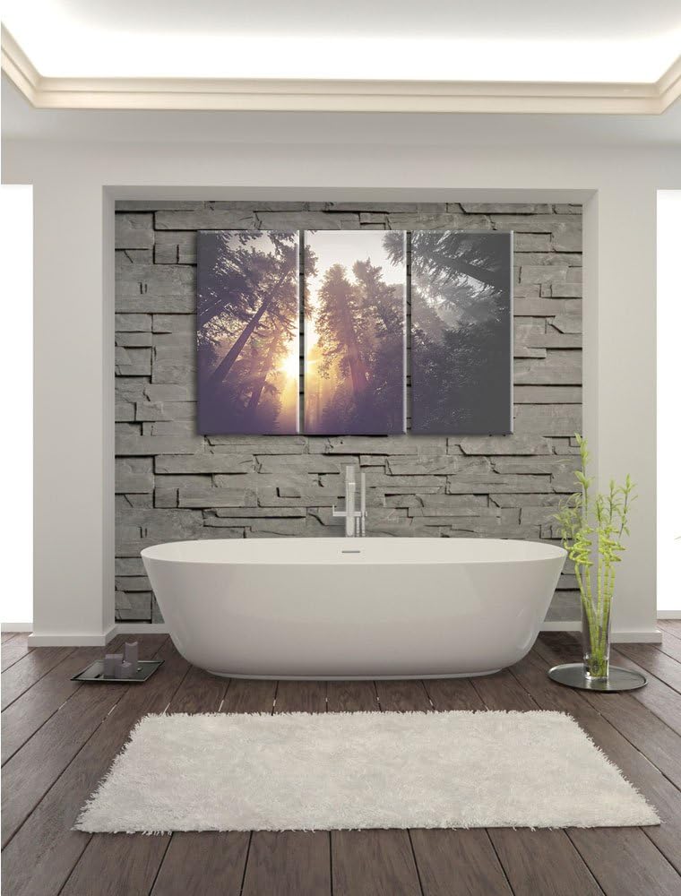 Pixxprint Blick in die Baumwipfel als Leinwandbild/Grösse: 3 Teilig (120x80) cm/Wandbild/Kunstdruck/