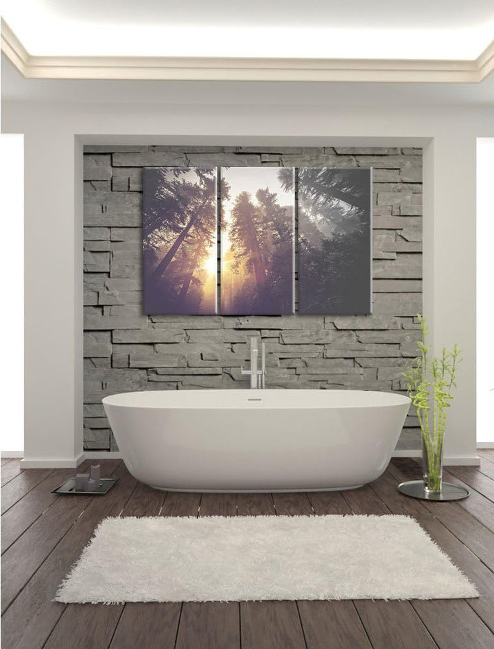 Pixxprint Blick in die Baumwipfel als Leinwandbild/Grösse: 3 Teilig (120x80) cm/Wandbild/Kunstdruck/