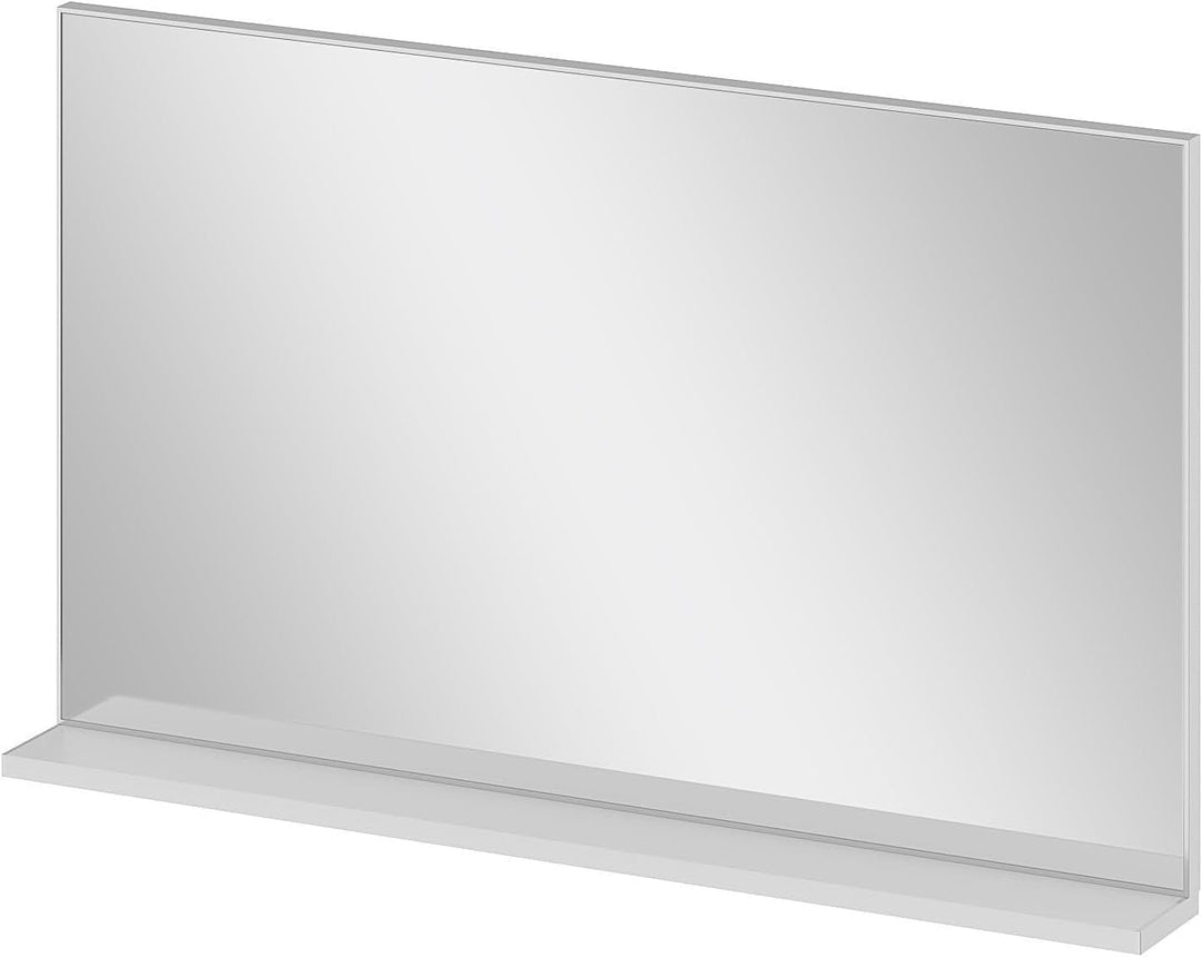 Badspiegel Wandspiegel 100x60 cm mit Ablage, Aluminiumrahmen Silber Matt Industriedesign - für Badez