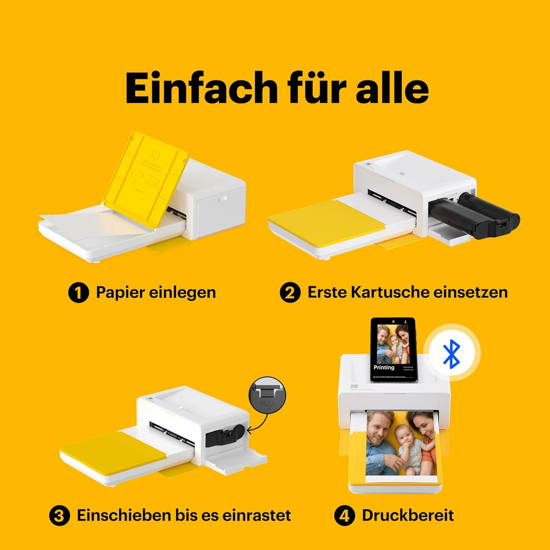 KODAK Dock Plus 4Pass-Fotodrucker (10 x 15 cm) + Paket mit 90 Blatt Fotopapier Imprimante + Paquet a