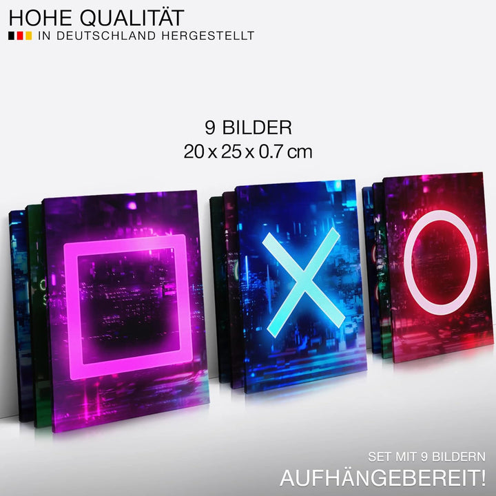 Novart Wandbilder Spielkonsole - KOMPLETT AUFHÄNGFERTIG - Gamer Kinderzimmer Junge Teenager- 9 Moder