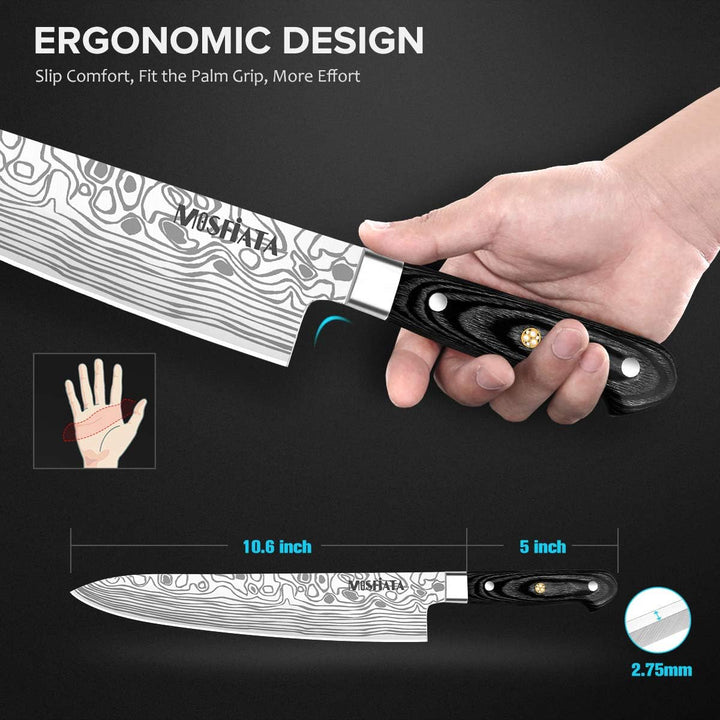 MOSFiATA Kochmesser Superscharfes Profi-Küchenmesser 10 Zoll Kuchen Messer Fleischmesser Deutscher E