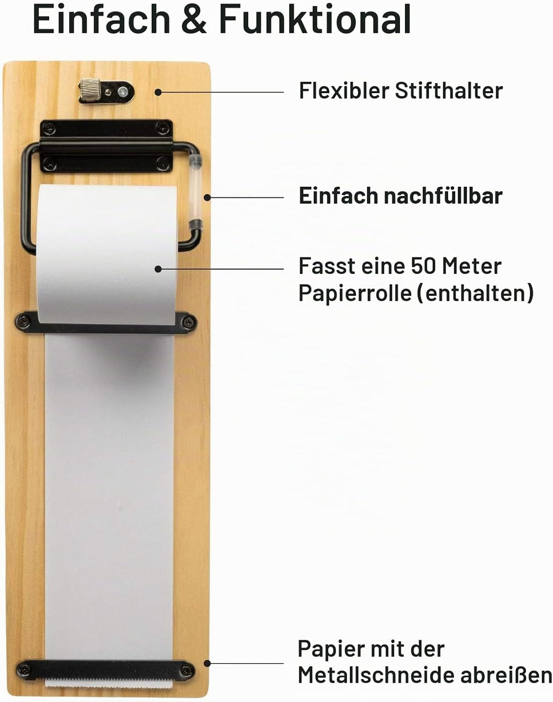Excello Global Products Wandmontierter Notizpapierspender mit einer 4,6 m langen Papierrolle im Lief
