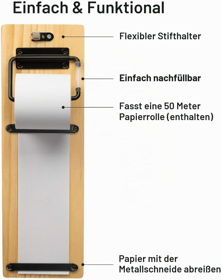 Excello Global Products Wandmontierter Notizpapierspender mit einer 4,6 m langen Papierrolle im Lief